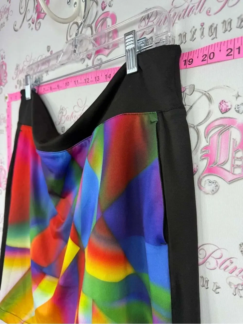 LOPEZ skort skirt Multicolor Geometric A-Line Skirt with Black Trim